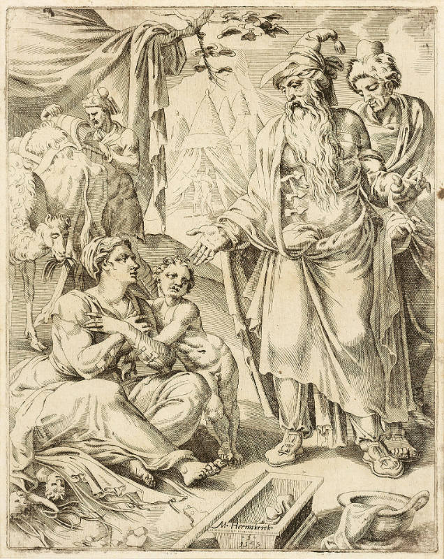 Rachel Hiding the Images from Laban, plate 6, from The Story of Jacob, after Maarten van Heemskerck