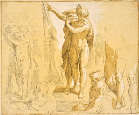 Studies of Saint John the Baptist Preaching, after Parmigianino