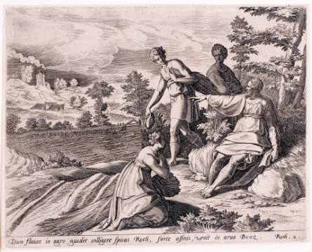 Ruth Thanks Boaz for Letting her Glean his Fields, plate 2 from The Story of Ruth, after Adriaen de Weerdt