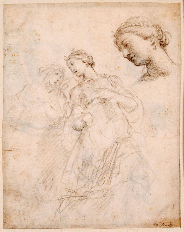 Studies of Two Female Figures (recto); Studies of a Kneeling Figure and a Figure in a Niche (verso)