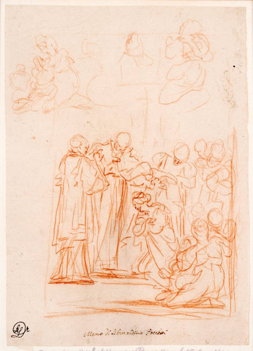 A Woman Kneeling Before a Bishop