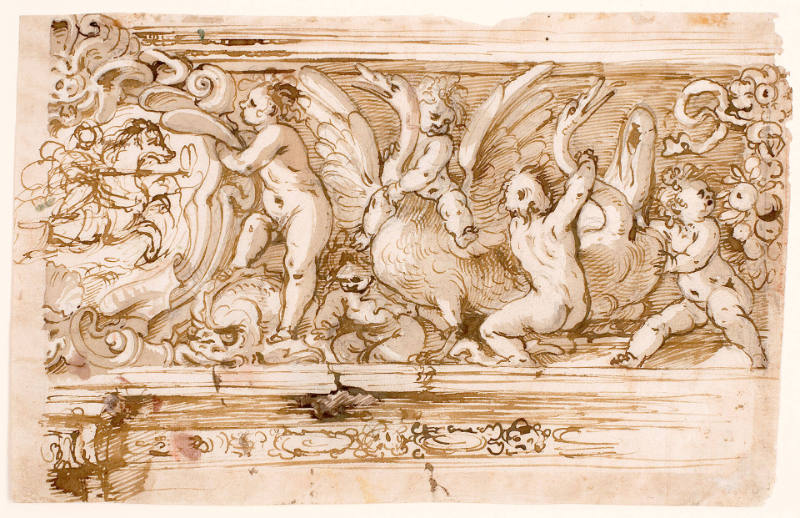 A Frieze with Putti and a Swan