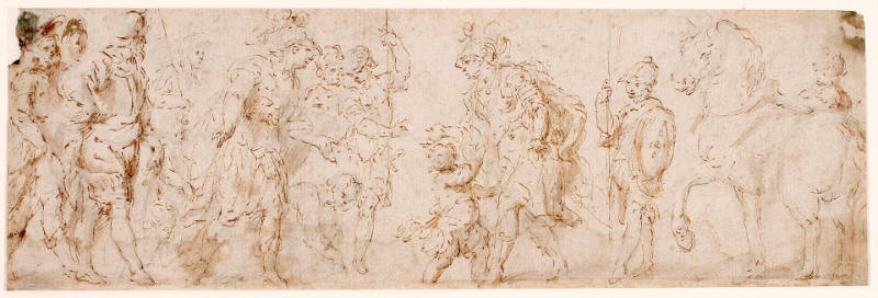A Classical Scene with Warriors and Children