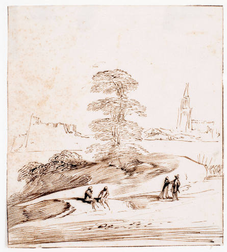 A Landscape with a Central Tree and Spire