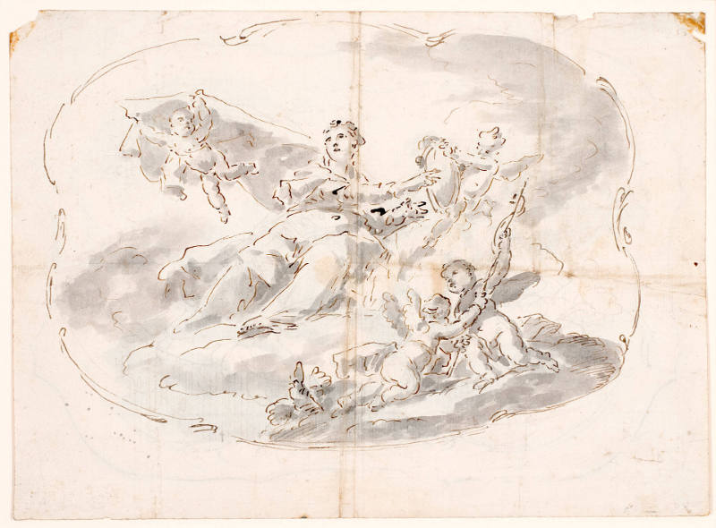 Studies for a Ceiling: Truth with Putti (recto and verso)