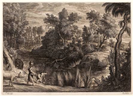 Landscape with a River and Women Drawing Water, plate 8 from The Set of Small Landscapes, after Peter Paul Rubens