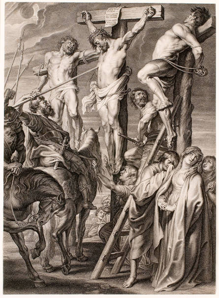 Christ on the Cross Between the Two Thieves (Le Coup de Lance), after Peter Paul Rubens