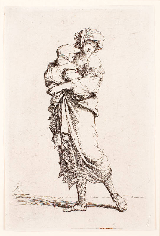 A Woman Carrying a Baby, from the Figurine