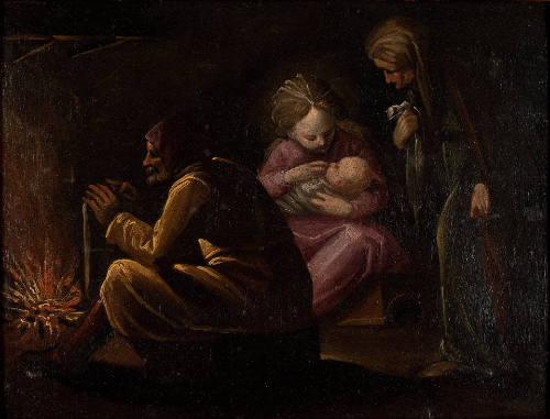 The Holy Family with Saint Anne by a Fireplace