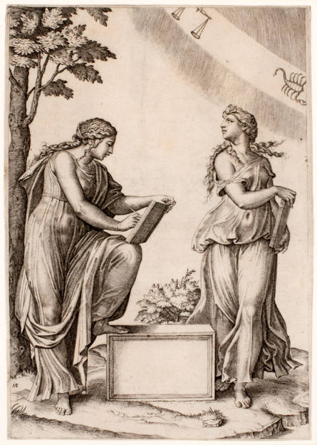Two Sibyls with the Astrological Signs of Libra and Scorpio, after Raphael