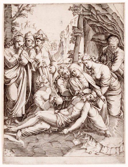 The Three Marys Lamenting the Dead Christ, after Marcantonio Raimondi, after Raphael