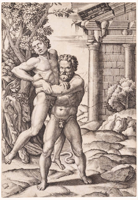 Hercules and Antaeus, after Giulio Romano