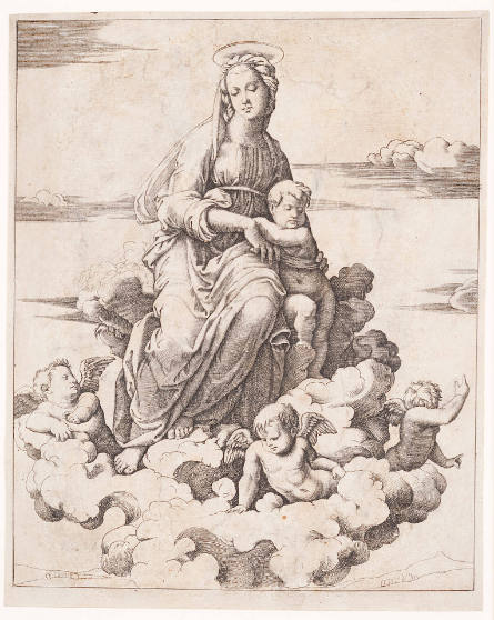 The Virgin and Child on the Clouds, after Raphael