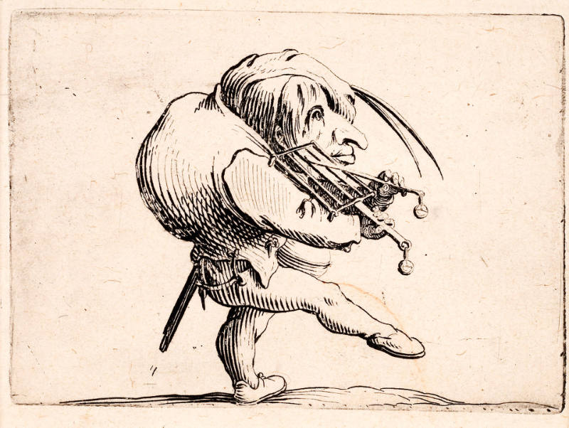 L’Homme raclant un gril en guise de violon [Man Scraping a Grill in the Manner of a Violin], plate 19 from Les Gobbi