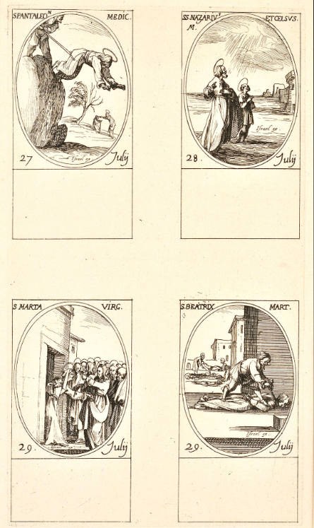 S. Pantaléon; S. Nazaire et S. Celse; Se. Marthe; Se. Beatrix [St. Pantaleon; St. Nazarius and St. Celsus; St. Martha; St. Beatrix], plate 64 from Les Images des Saints [Images of Saints]