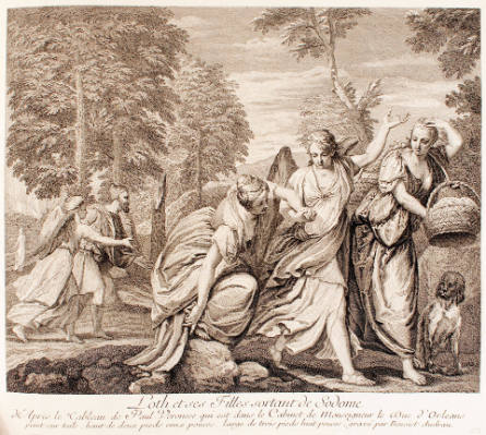 Lot and His Daughters Fleeing Sodom, after Paolo Veronese, plate 152 from the Recueil d’estampes d’après les plus beaux tableaux et d’après les plus beaux dessins qui sont en France [Collection of Prints after the Most Beautiful Paintings and Drawings in