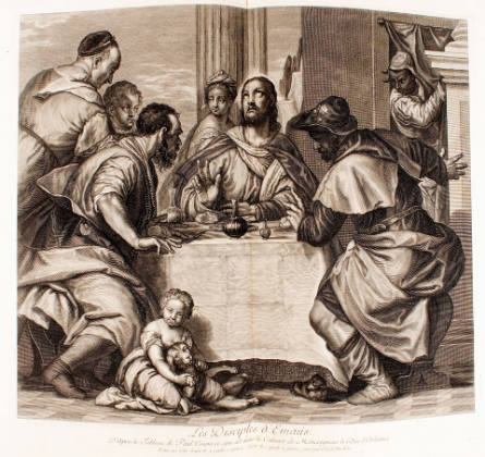 Christ at Emmaus, after Paolo Veronese, plate 155 from the Recueil d’estampes d’après les plus beaux tableaux et d’après les plus beaux dessins qui sont en France [Collection of Prints after the Most Beautiful Paintings and Drawings in France](the Cabinet