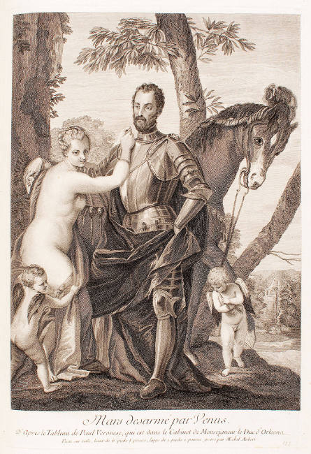 Mars Disarmed by Venus, after Paolo Veronese, plate 157 from the Recueil d’estampes d’après les plus beaux tableaux et d’après les plus beaux dessins qui sont en France [Collection of Prints after the Most Beautiful Paintings and Drawings in France](the C