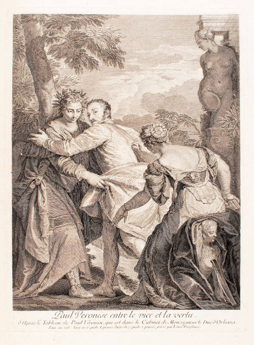 Allegory of the Poet Choosing Virtue over Vice, after Paolo Veronese, plate 159 from the Recueil d’estampes d’après les plus beaux tableaux et d’après les plus beaux dessins qui sont en France [Collection of Prints after the Most Beautiful Paintings and D