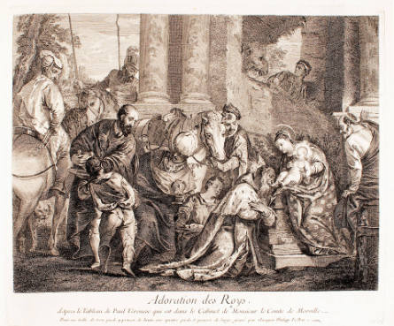 The Adoration of the Magi, after Paolo Veronese, plate 165 from the Recueil d’estampes d’après les plus beaux tableaux et d’après les plus beaux dessins qui sont en France [Collection of Prints after the Most Beautiful Paintings and Drawings in France](th