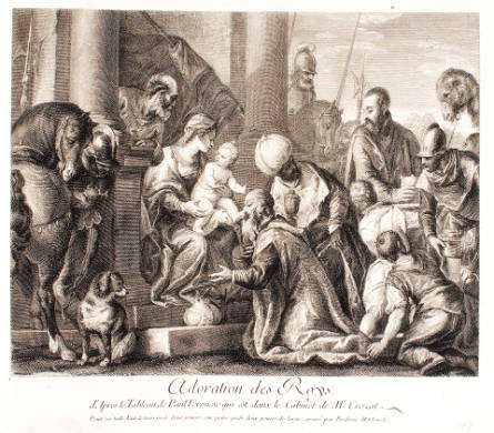 The Adoration of the Magi, after Paolo Veronese, plate 167 from the Recueil d’estampes d’après les plus beaux tableaux et d’après les plus beaux dessins qui sont en France [Collection of Prints after the Most Beautiful Paintings and Drawings in France](th
