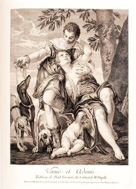 Venus and Adonis, after Paolo Veronese, plate 173 from the Recueil d’estampes d’après les plus beaux tableaux et d’après les plus beaux dessins qui sont en France [Collection of Prints after the Most Beautiful Paintings and Drawings in France](the Cabinet