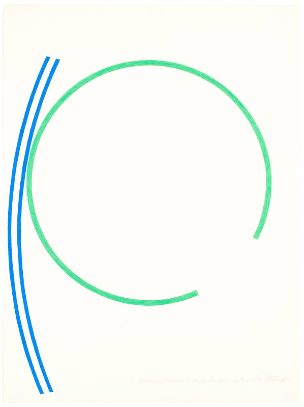 Green Incomplete Neon Circle with Two Blue Lines