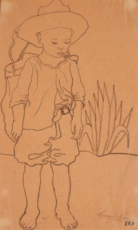Untitled (boy by maguey plant)