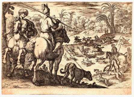 Ostrich Hunt, plate V from Hunting Scenes VI