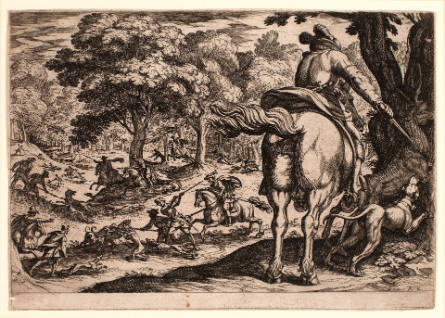Wolf and Stag Hunt, plate II from Hunting Scenes VI