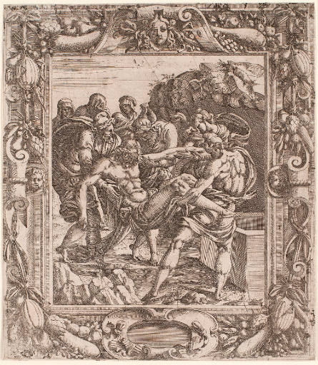 Entombment of Christ in an Ornamental Frame