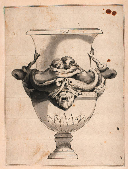 Vase with Two Tritons Embracing, after Enneamond-Alexandre Petitot (recto); Victory with a Putto (verso)