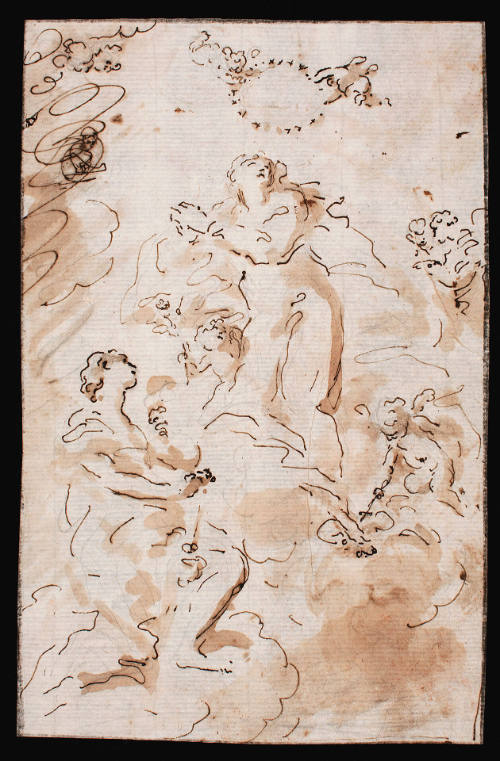 Virgin in Glory (recto); Studies of Heads (verso)