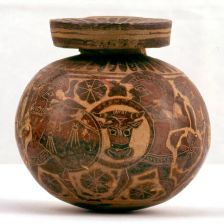 Early Corinthian Round Aryballos (Oil Bottle)