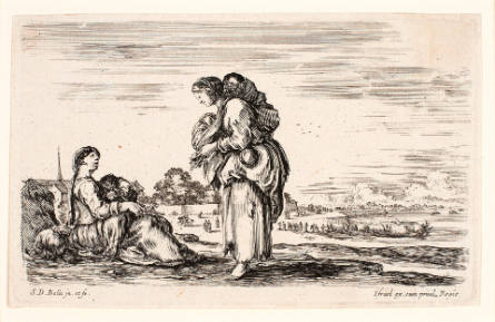 Two Women with Children Conversing, from Diverse figure et paesi [Various figures and Landscapes]