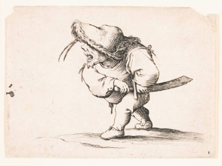 L'Homme s'apprêtant à tirer son sabre [Man Preparing to Draw His Sword], plate 1 from Les Gobbi
