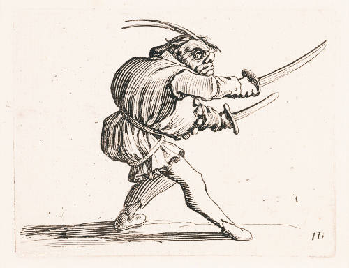 Le Duelliste aux deux sabres [Duellist with Two Sabres], plate 11 from Les Gobbi