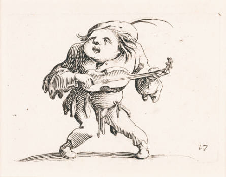 Le Bancal jouant de la guitare [Bandy-legged Man Playing the Guitar], plate 17 from Les Gobbi