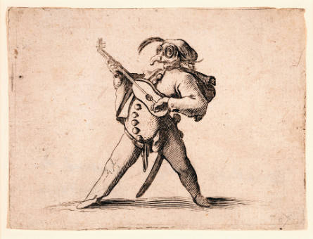Le Comédien masqué jouant de la guitare [Masked Comedian Playing the Guitar], plate 20 from Les Gobbi