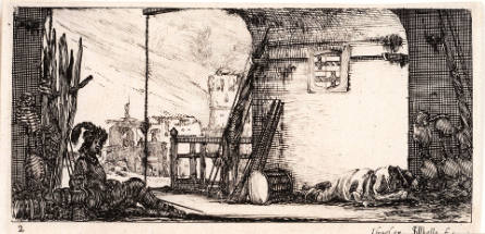 Guards at the entrance to a fortress, plate 2 from Dessins de quelques conduites di troupes [Drawings of Troop Conduct]
