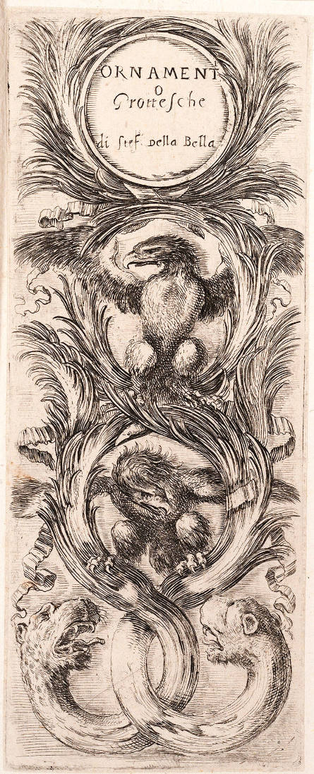 Frontispiece with eagles and lion heads, from Ornamenti o grottesche [Ornaments or grotesques]