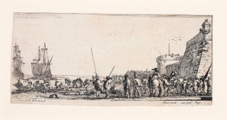 Soldiers waiting to embark, plate 1 from Divers Embarquements [Various Embarkments]