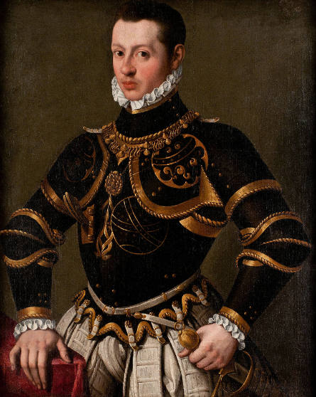 Portrait of a Gentleman, Standing Three-quarter Length, in Armor, Beside a Table