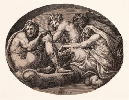 Hercules, Bacchus, Pan, and Another God, after Francesco Primaticcio