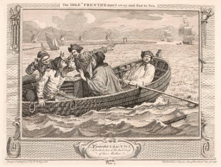 The Idle 'Prentice Turned Away and Sent to Sea, plate V from Industry and Idleness