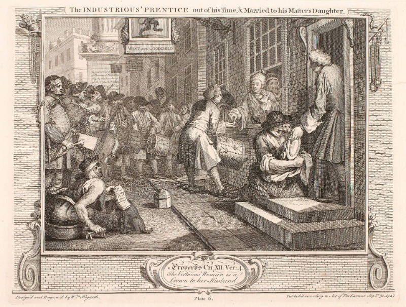 The Industrious 'Prentice Out of His Time and Married to His Master's Daughter, plate VI from Industry and Idleness