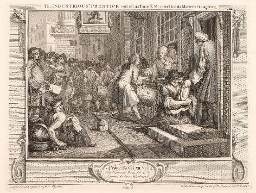 The Industrious 'Prentice Out of His Time and Married to His Master's Daughter, plate VI from Industry and Idleness