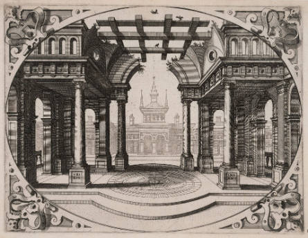 Plate 11 from Oval Architectural Perspective Views for Intarsia Work, after Hans Vredeman de Vries