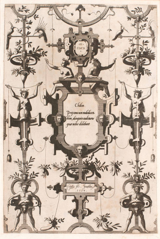 Surface Decoration, Grotesque with Strapwork, Including Three Cartouches, from Surface Decorations, Grotesques with Strapwork, after Cornelis Floris