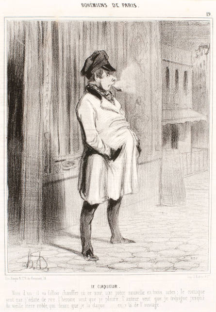 Le Claqueur [The Hired Clapper], plate 19 from Bohémiens de Paris, in Le Charivari, 13 February 1842